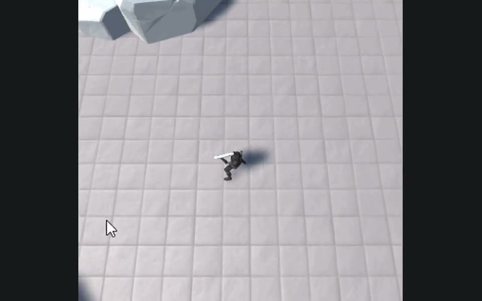 Experimental game prototype switching between top-down and close third-person views